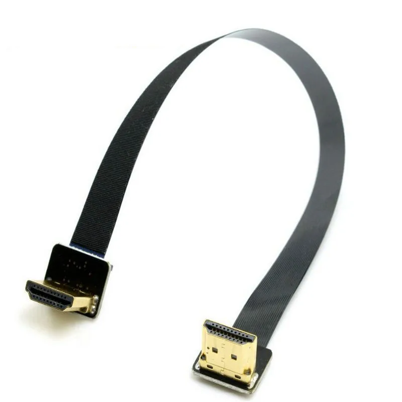 FPV Dual Up Angled 90 Degree HDMI-compatible Type A Male to Male HDTV FPC Flat Cable for Multicopter Aerial Photography 5cm-80cm