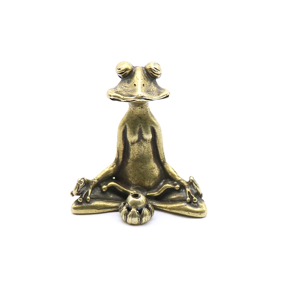 

Vintage Brass Sitting Zen Frog Statue Yoga Frog Home office car frog decoration