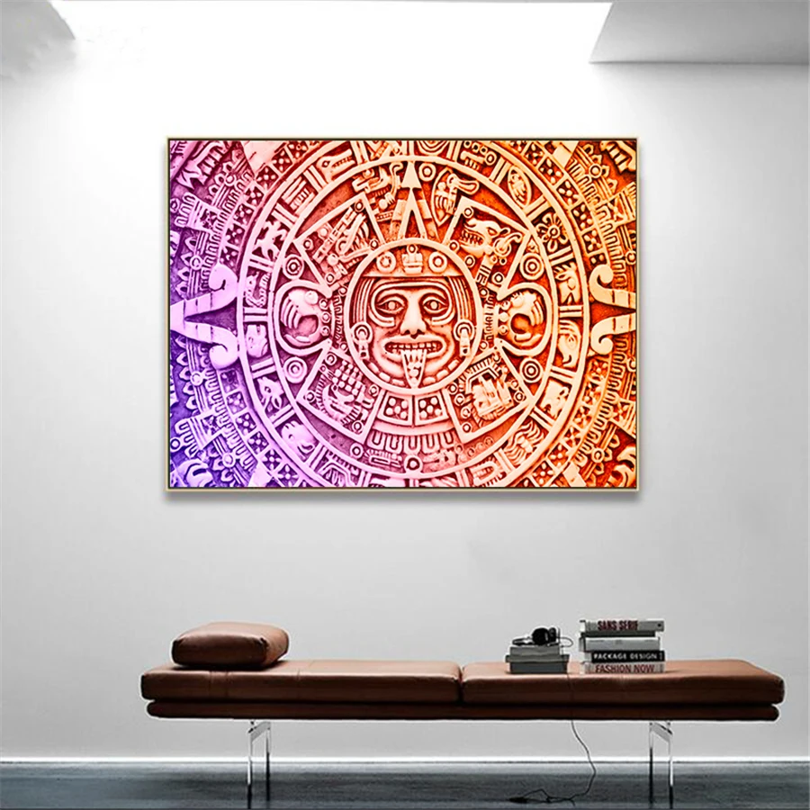 Mayan Civilization Pyramid Canvas Painting Landscape Ancient Culture Picture Old Print Wall Art Home Wall Decor Historic Site