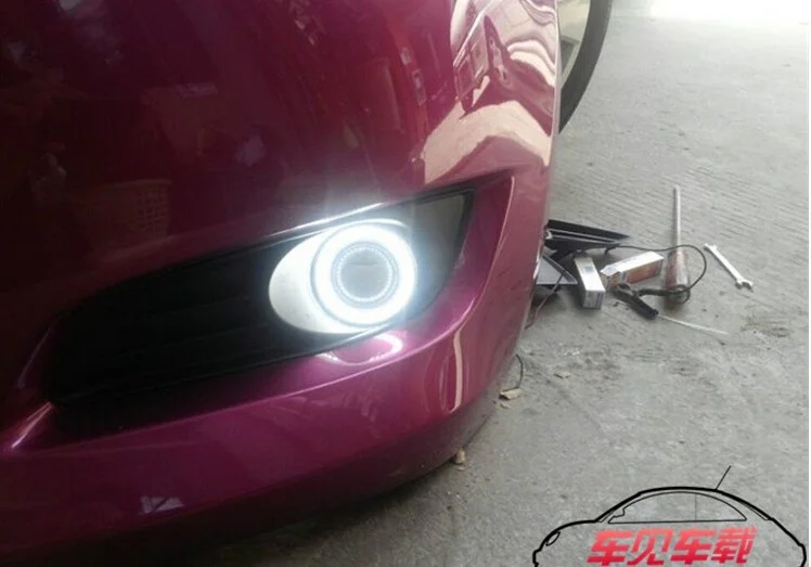 DRL COB angel eye ( 6 colors ) + projector lens + H3 halogen fog lamp + fog lamp cover for toyota yaris 2010-13