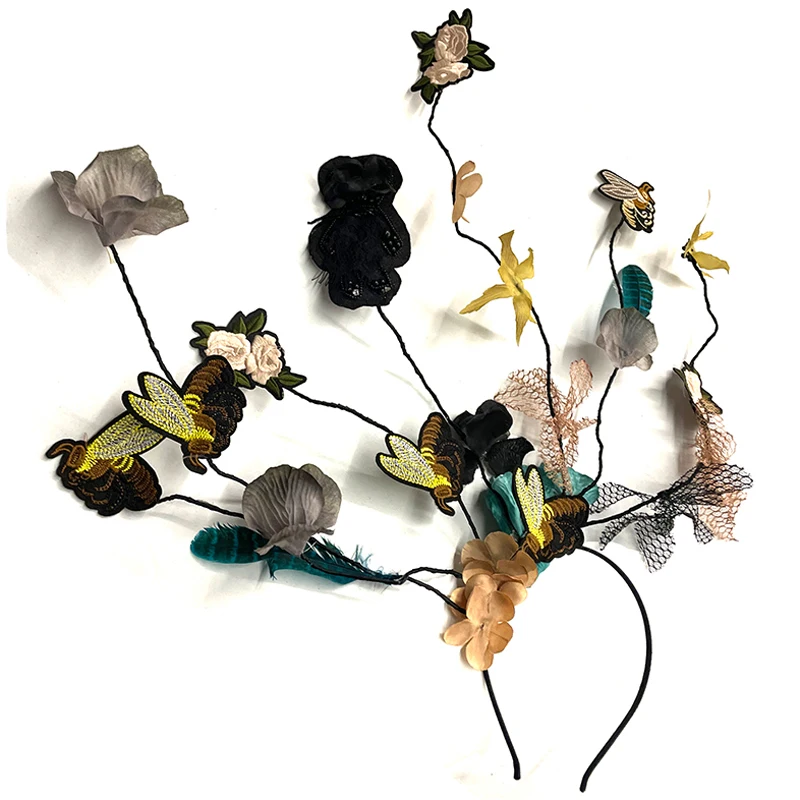 Lolita Headpiece Vintage Hairband Fashion Show Masquerade Ball Cosplay Woman Handmade Embroidery Christmas Headdress