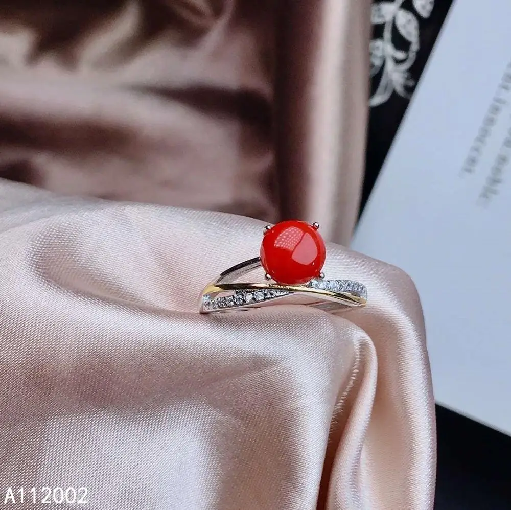 

KJJEAXCMY fine jewelry natural red coral 925 sterling silver new women adjustable gemstone ring support test classic