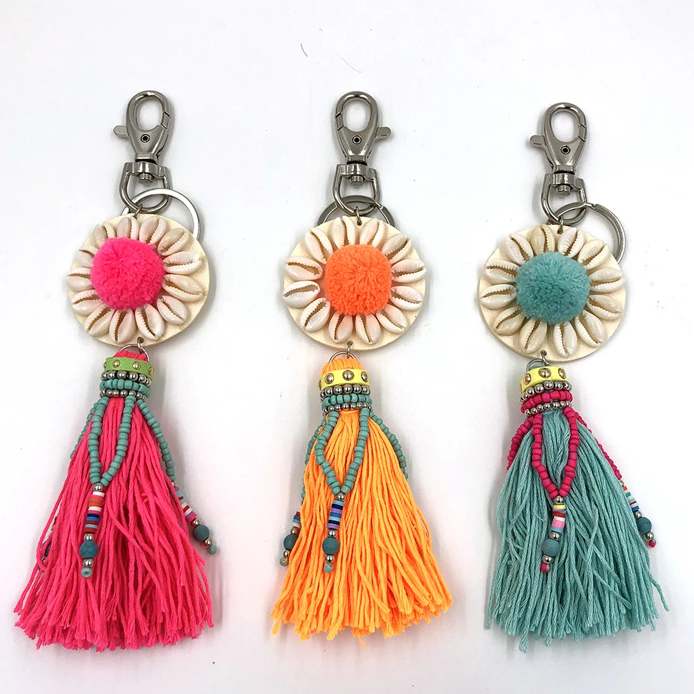 2020 New handmade bohemian Car Key Chain Lanyards Key Ring Key Finders Beads Tassel Pendants Bag Rings KeyChain for women