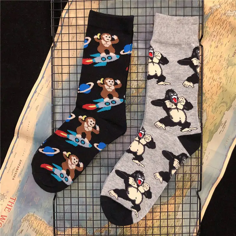 

Adult Crew Cotton Socks Orangutan Chimpanzee Monkey Rocket Fire Arrow Go INNCH OFFICIAL Original Design 2021 Street Fashion Sox