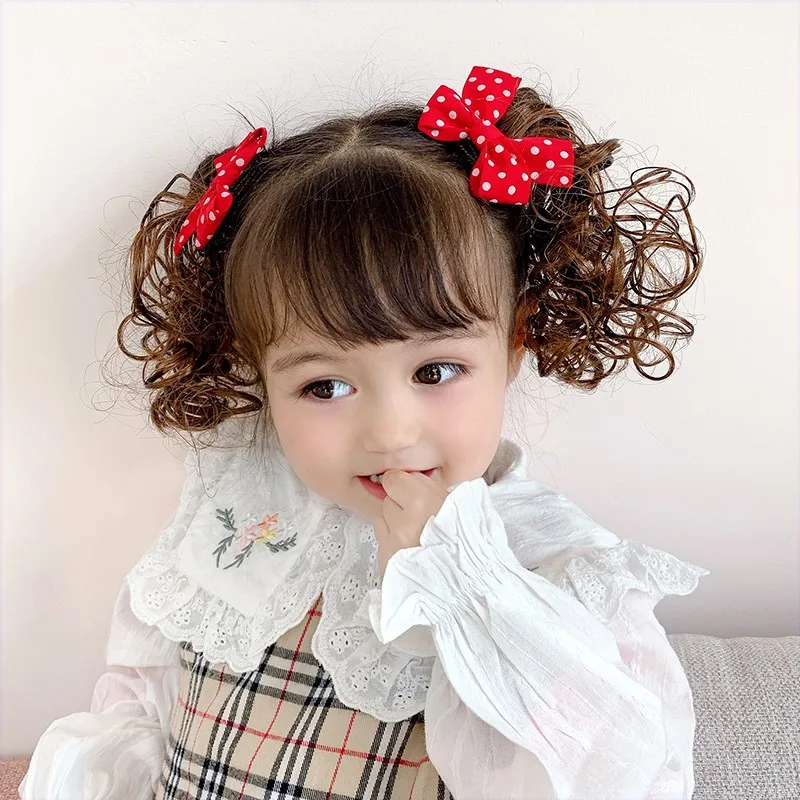 2pcs Hair Extension for Kids Butterfly Hairpin wig princess little girl curly hair styling hair clips cute hair accessories