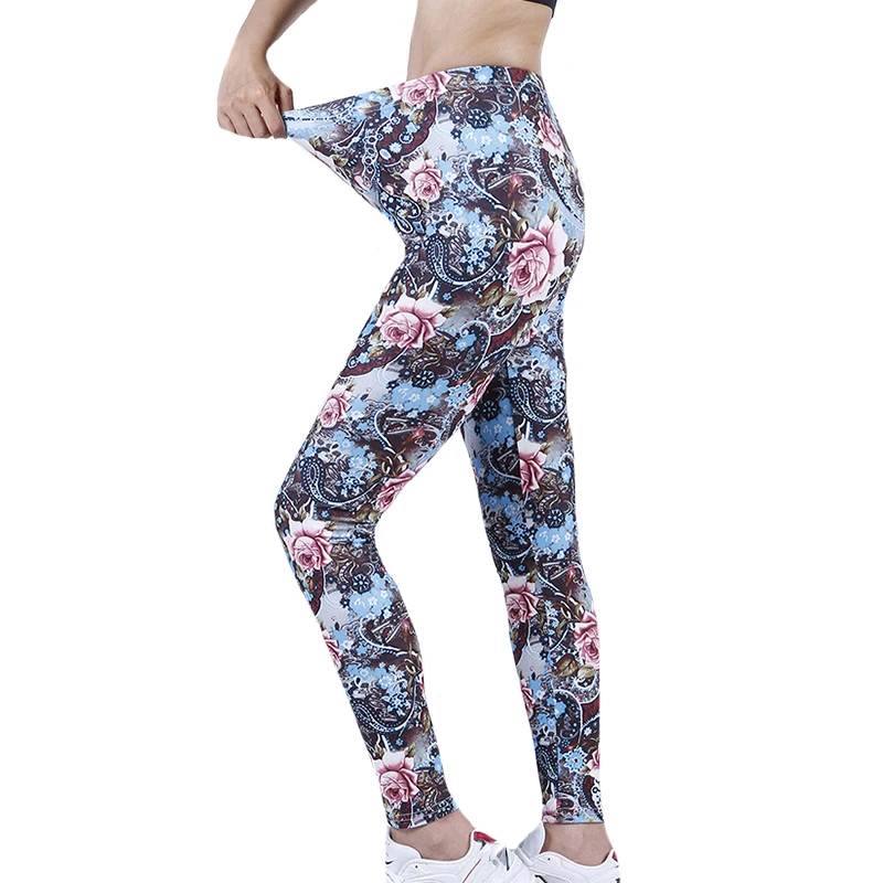 Chsdcsi treino legins calças de fitness macio floral impresso leggings para as mulheres magro casual calças elásticas verão novo design