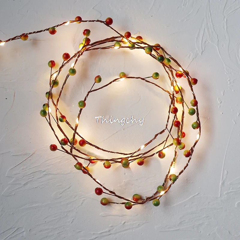 3m 30 led berry fruit guirlanda luzes fio de cobre da bateria led luzes da corda de fadas para o natal casamento decoração festa evento