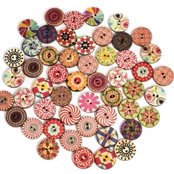 15/20/25Pcs Retro Wooden Buttons 2 Holes for Handwork Sewing Scrapbook Clothing Button DIY Crafts Accessories Gift Card Decor