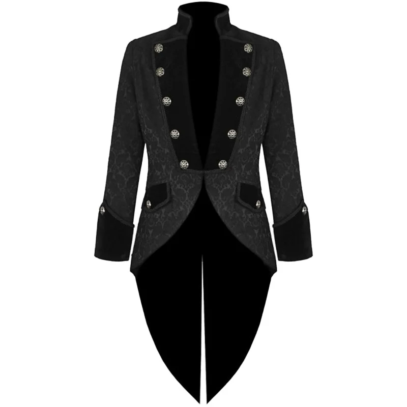 Vestes gothiques Vintage pour hommes, hauts à manches longues, vêtements de Cosplay d'halloween, manteaux asymétriques rétro victoriens Steampunk