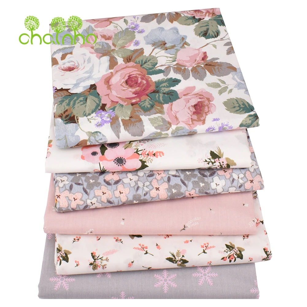 Chainho,Printed Twill Cotton Fabric,DIY Sewing Quilting Patchwork Cloth,Material For Baby & Child,40x50cm,6pcs,New Floral Series