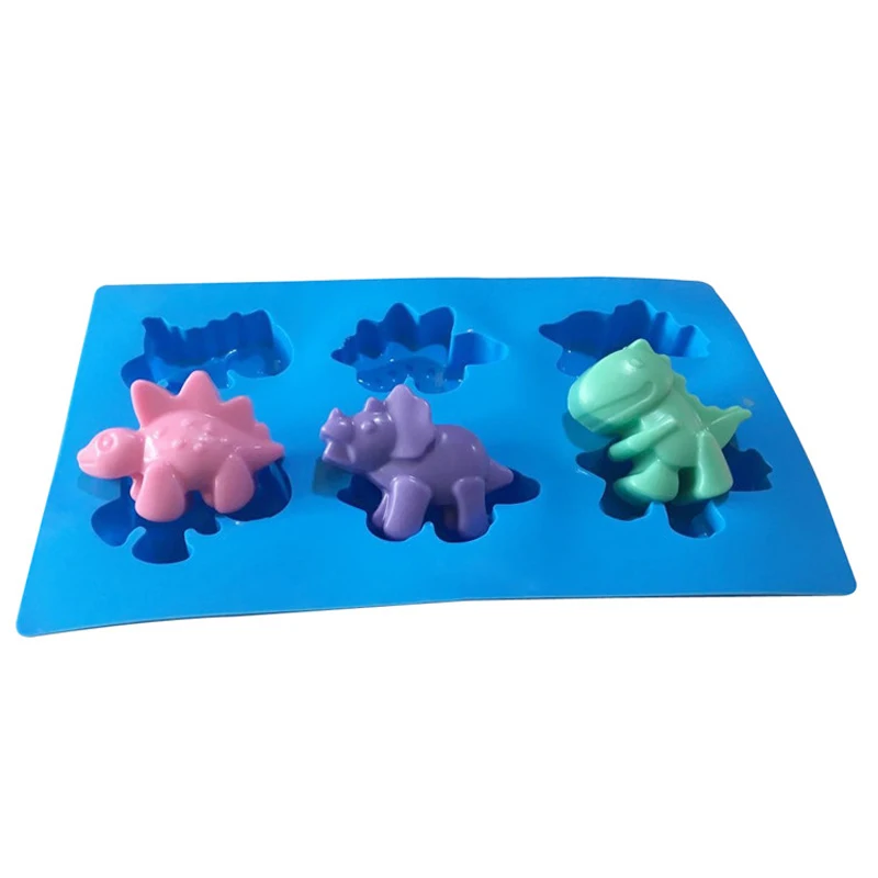 6 Cavity Silicone Chocolate Mold dinosaur mold animal cake biscuit Mold Baking flip sugar candy silicone soap mold