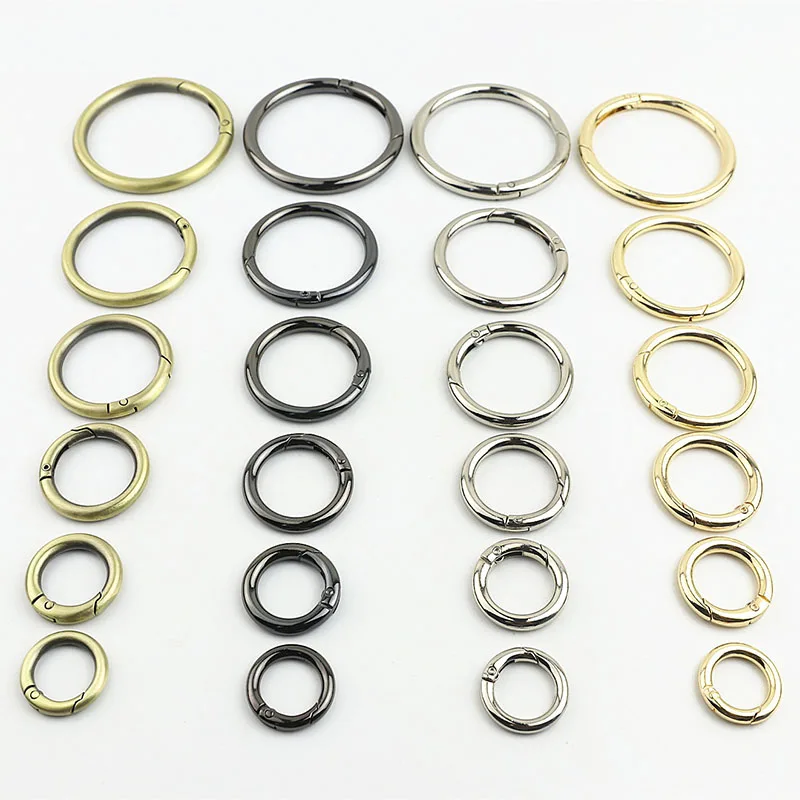 

30pcs 10-50mm Metal Spring O Dee Ring Openable Keyring Trigger Snap Clasp Clip Bag Belt Strap Chain Buckles Accessories