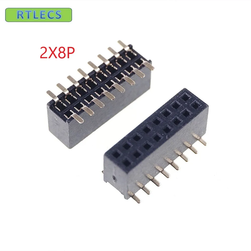 

100pcs 2x8 P 16 pin 1.27mm Pitch Pin Header Female dual row SMT straight Surface Mount PCB Rohs Lead free