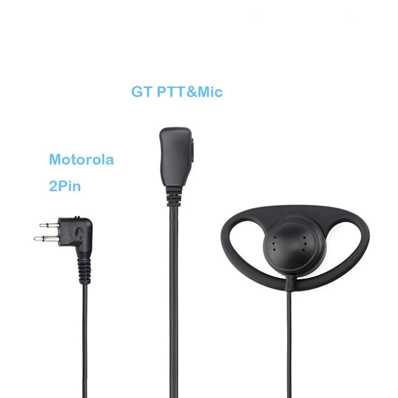 (2 Pack) 2Pin Advanced D Shape Clip-Ear Ptt Headset Earpiece Mic For Motorola 2 Way Radios Gp88S Gp300 Gp68 Gp2000 Gp88 Gp3188 C