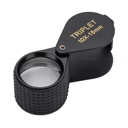 10Times 18mm Foldable Jadeite Filter Super Triplet Lens Magnifier Jewelry Gem Identifying Type Inspecting Magnifying Glass Loupe