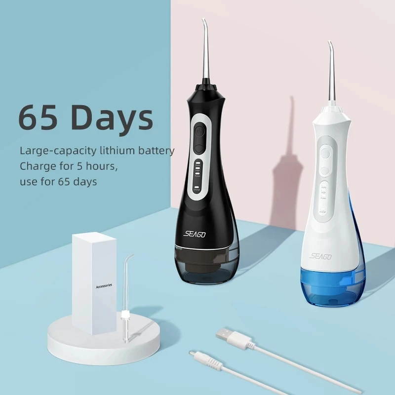 Seago usb recarregável água flosser dental portátil 3 modos 200ml tanque jato de água à prova dipágua ipx7 casa