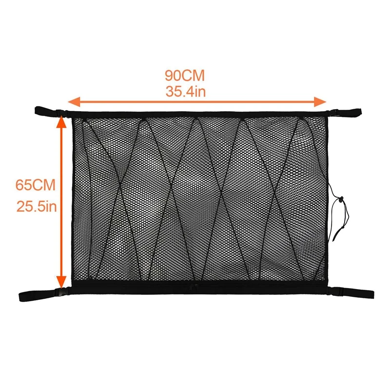 Car Ceiling Storage Net Pocket Roof Interior Cargo Net Bag Car Trunk Storage Pouch Sundries Storage Organizer Black