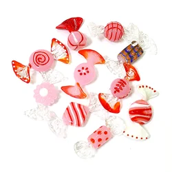Custom Creative Murano Glass Sweets Pink Candy Craft Ornaments Home Desktop Christmas Valentine's Day Wedding Decor Accessories