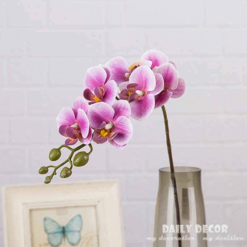 MINI 3D Real touch artificial silicone butterfly orchids wholesale small felt flowers wedding decorative Phalaenopsis 12pcs/lot