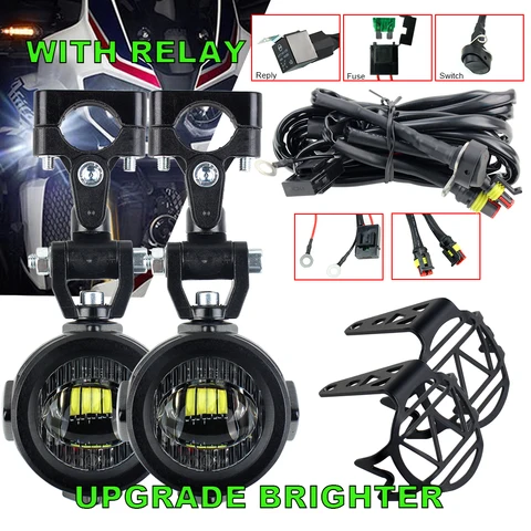 Atualizar lâmpada mais brilhante para bmw r1200gs f800gs f700gs f650 k1600 motocicleta luz de nevoeiro luzes auxiliares 40w 6000k
