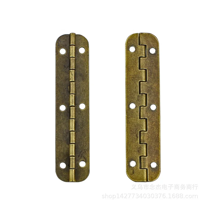 10pcs 65x9mm Antique Metal hinges inner 90 Degrees Wooden Gift jewelry Box spring plate Hinges Furniture cabinets Box Hardware