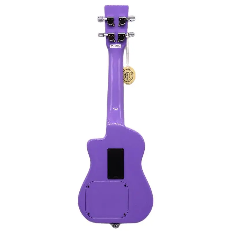 Silent Ukelele with Solid Wood Body, Silent Ukelele, Purple Guitar, 4 Strings, 21 Inch