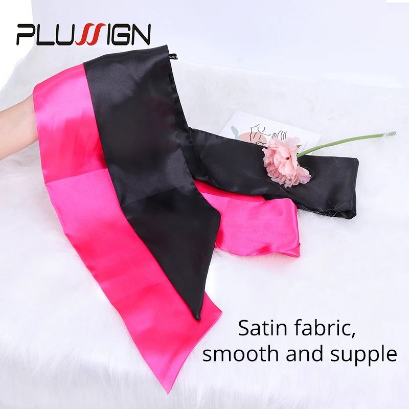 Quality Fashion Satin Scarf For Eags Silk Wig Wrap Black Pink Headband For Lace Wigs Fixed Tools Satin Edge Scarf  For Makeup