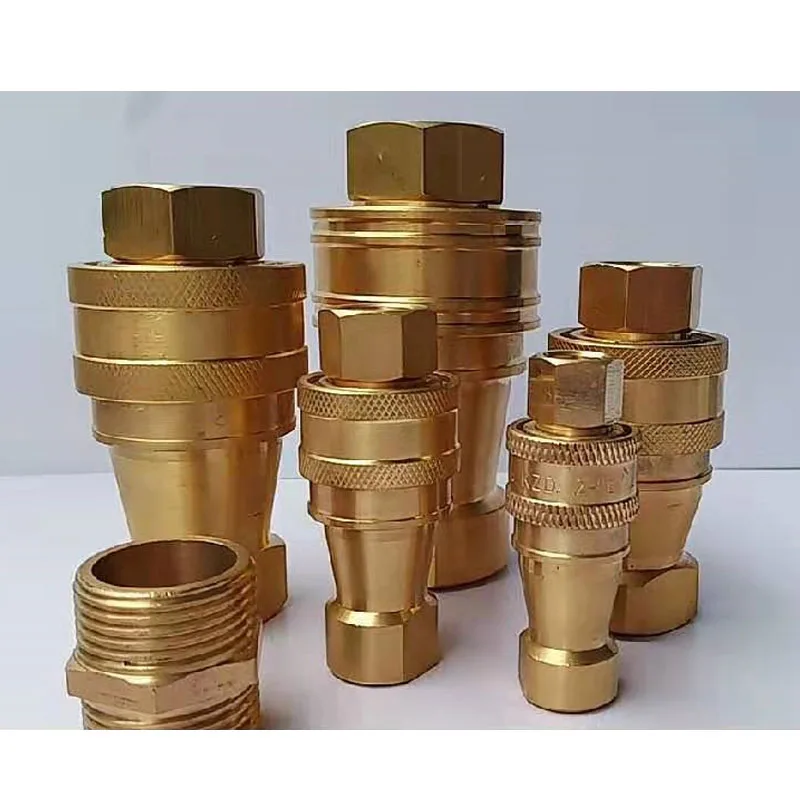 KZD Brass Quick Coupling Hydraulic Water Pipe High Pressure Oil Pipe Open and Close Double Closed Self-locking Quick Plug