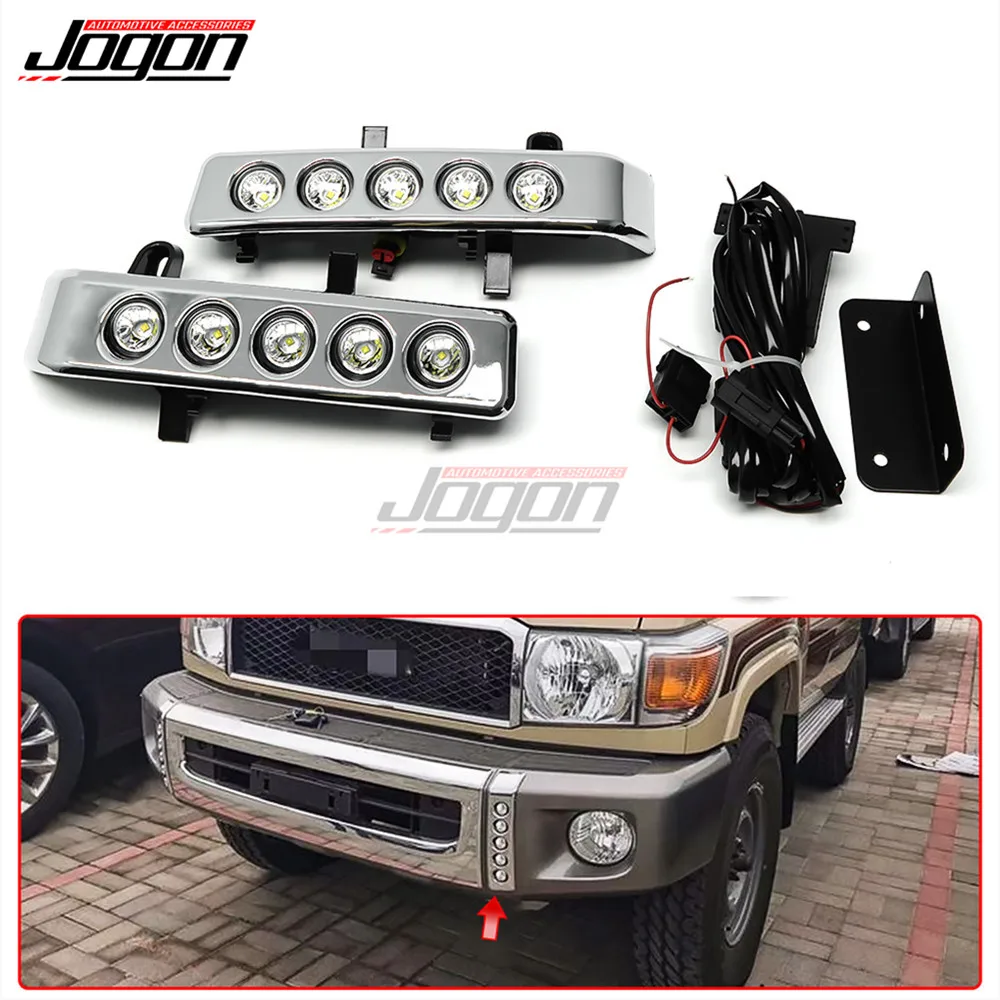 

LED Daytime Running Light For Toyota Land Cruiser VDJ 70 Series LC76 LC77 LC79 LC70 DRL Fog Lamps Assembly 2pcs