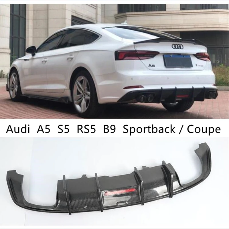 

Задний диффузор для Audi A5 S5 RS5 B9 Sportback Coupe 2017-2020, из углеродного волокна, высокое качество, аксессуары для автомобильного бампера