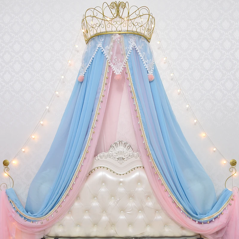 New Princess Bed Curtains Cute Nordic Pink Girl Heart Decoration Gauze Nets Lace Ins Gauze Curtains Bed Curtains Mosquito Nets