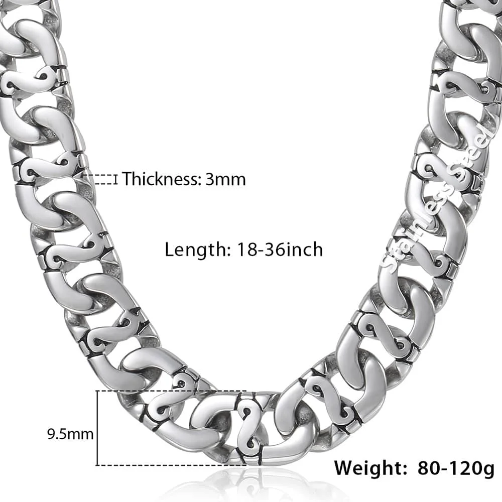 316L Stainless Steel Necklace Silver Color Marina Link Chain for Men Boy Punk Heavy Long Necklce Male Fashion Jewelry HN01A