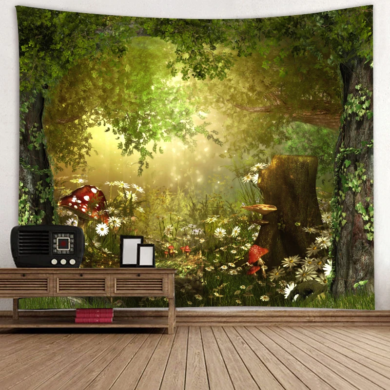 Large Beautiful Natural Forest Mushroom Tapestry Wall Hanging Hippie Landscape Ocean Tapestries Wall Art Cloth Home Room Decor