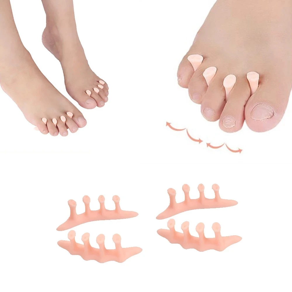 2pieces=1pair Silicone Toe Separator Gel Hallux Valgus Hammer Straightener Ortosis Corrective Insole Bones Overlapping Pedicure