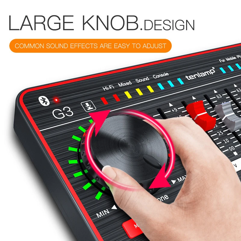 

G3 English Version Sound Card Professional Live Sound Mixer Bluetooth Connection Live Sound Special Effects Digital Audio 1pc