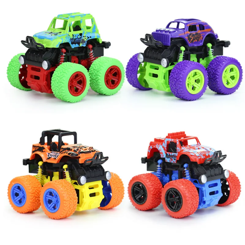 

New Mini Inertial off-Road Vehicle Four-Wheel-Drive Plastic Children Toy Car Pull Back Stunt Car