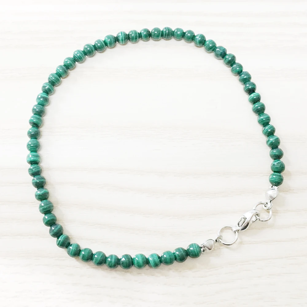 

MG0100 Wholesale AAA Grade Malachite Anklet Natural Gemstone Mala Bead Anklet 4 mm Mini Gem Stone Jewelry