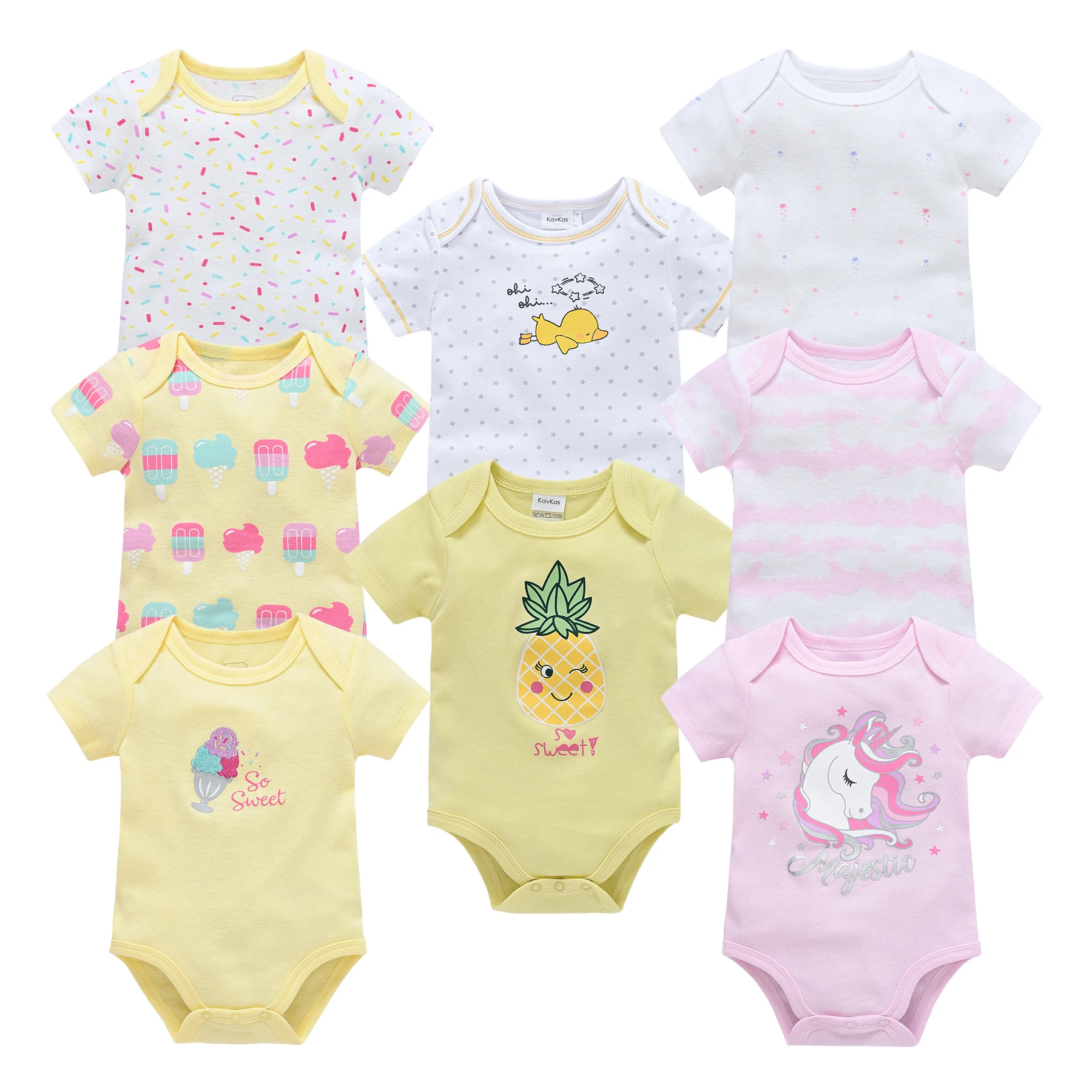 

Newborn Baby Girls Bodysuits 6 8PCS Infant Boys Jumpsuit Summer Cute Cartoon Clothes Girl Toddler Crawling Clothing Ropas Bebe