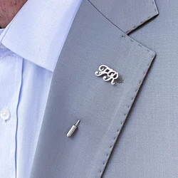 Personalized Custom 1-3 Letter Collar Pin Name Brooch Stainless Steel Initial Pendant Men Lapel Pins Badges Gift Jewelry for Men