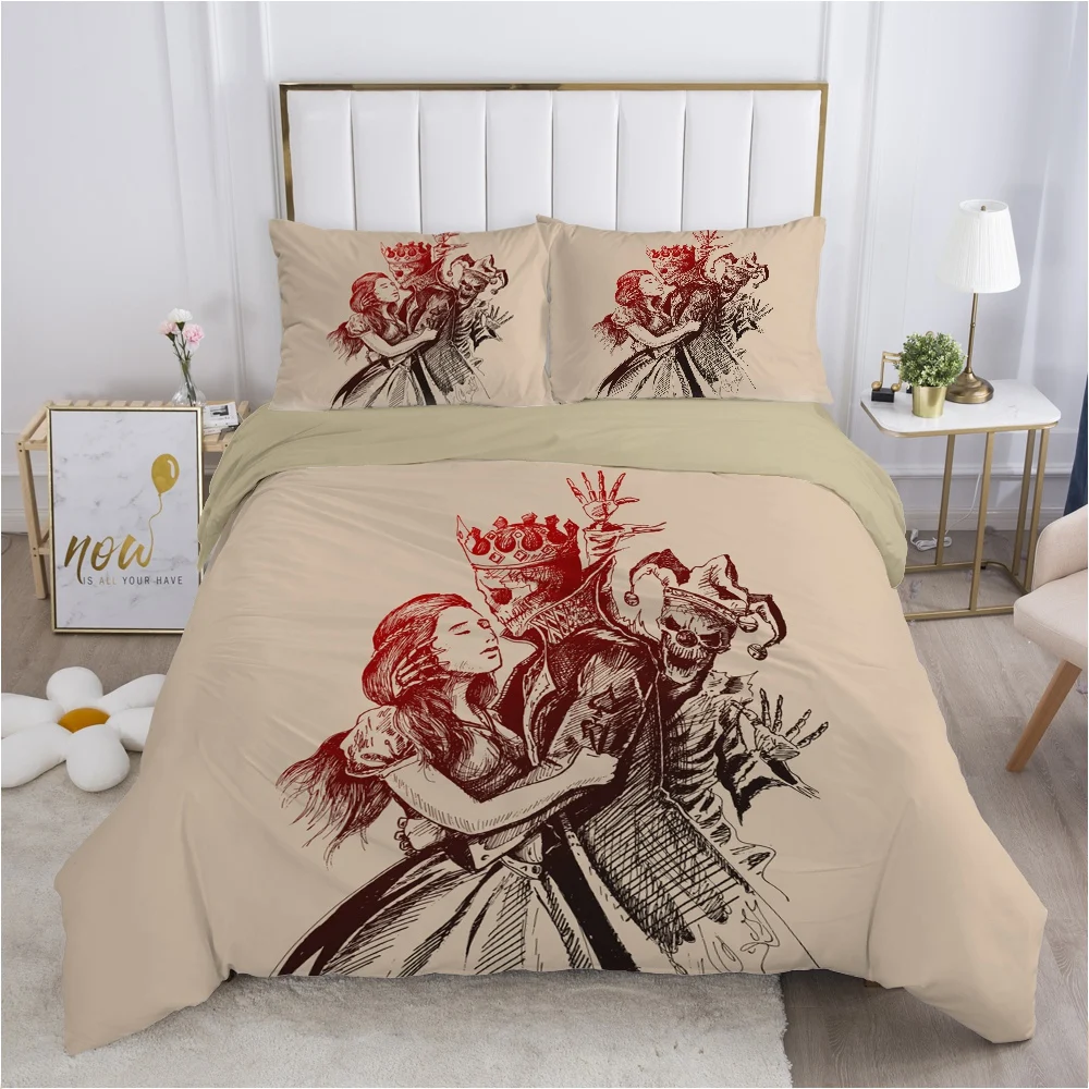 

Cartoon Hallowmas Kids Bedding set for Children baby boy girls Duvet cover set pillow case Bed linens Quilt cover 140X200 brown