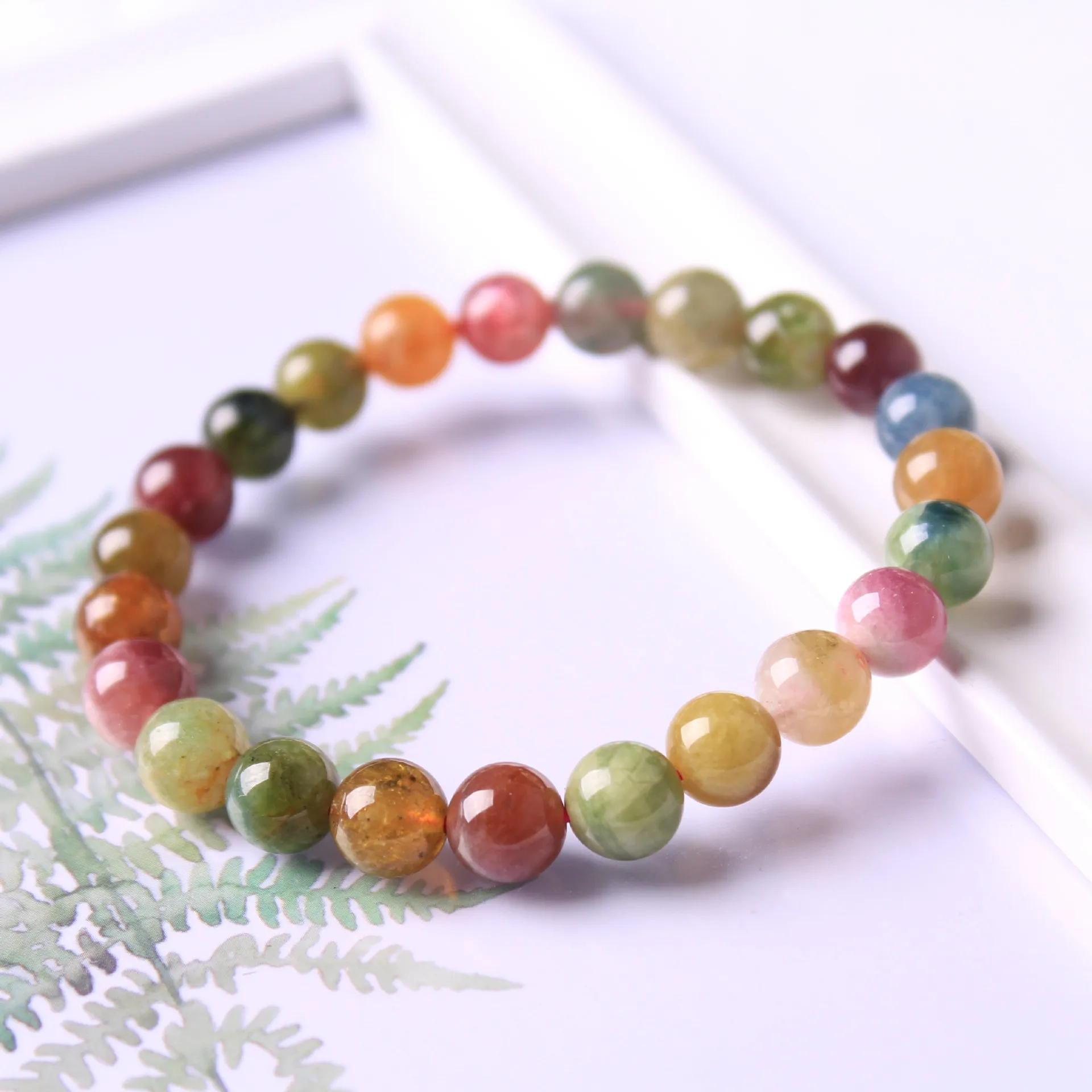 Natural Colorful Tourmaline Quartz Clear Round Beads Bracelet Brazil Women Men Crystal Candy Stone 7mm 8mm 9mm 10mm AAAAAA