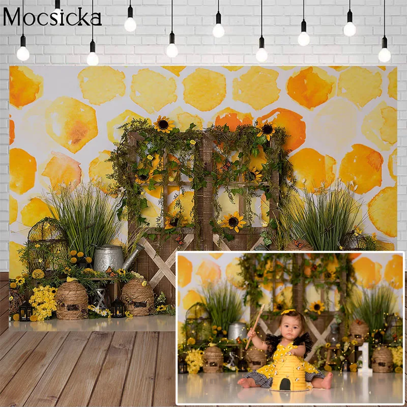 Mocsica – arrière-plan de photographie abeille douce, miel jaune, arrière-plan de photographie, décor de Portrait d'enfant nouveau-né, accessoires de décoration pour Studio