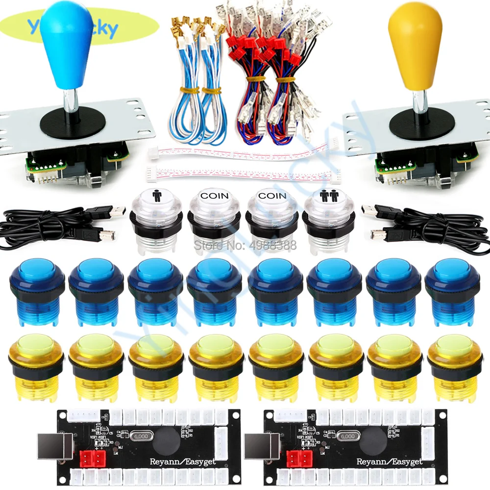 Arcade Joystick Spiel Teile DIY Encoder USB Oval Joystick 20 LED push tasten 1P 2P taste mit kabel kit, für Arcade Video Spiele