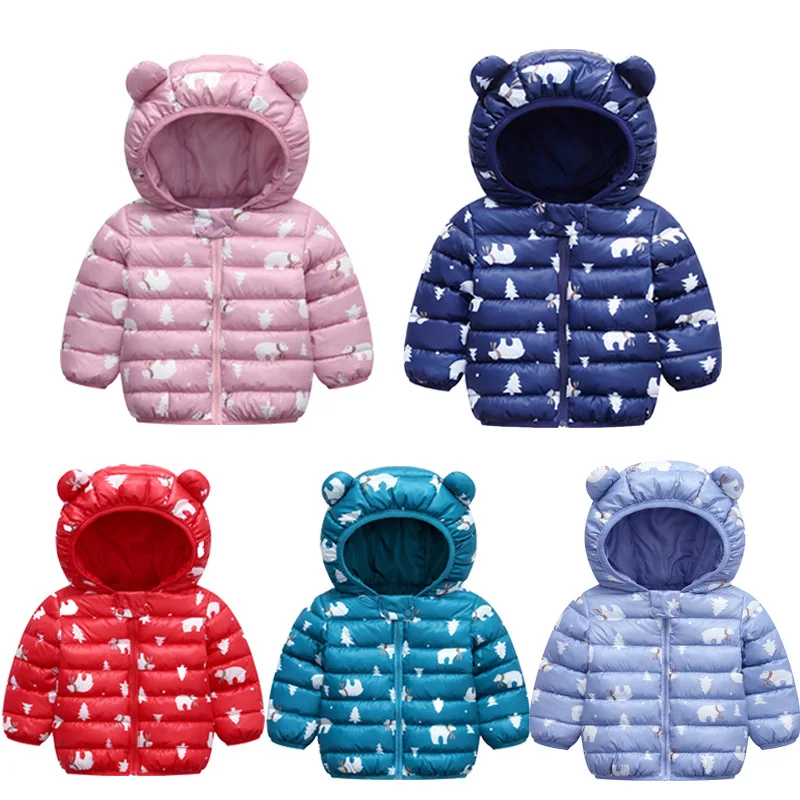 Warm Toddler Boys Jackets Autumn Winter Long Sleeve Hooded Character Pattern Children Outerwear Coats Kids Clothes