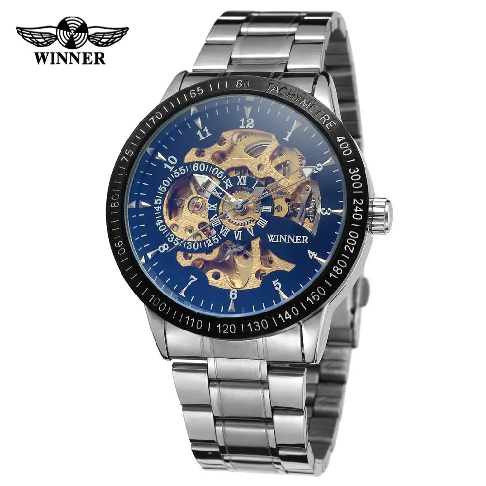 WINNER Fashion men's and women's watches hollow design dial business watches automatic mechanical wrist watches