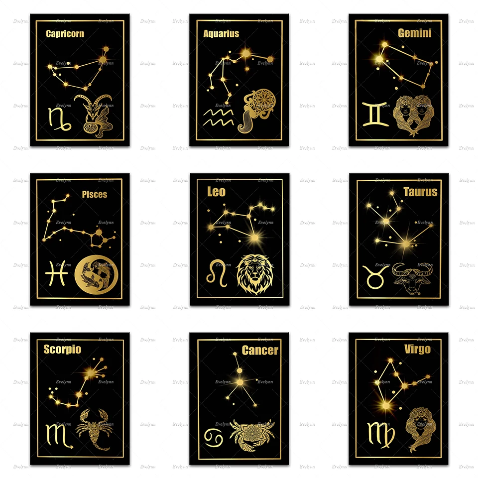 

The Zodiac Posters Cancer Taurus Gemini Aries Pisces Sagittarius Virgo Libra Leo Capricorn Scorpio Aquarius Home Decor Prints