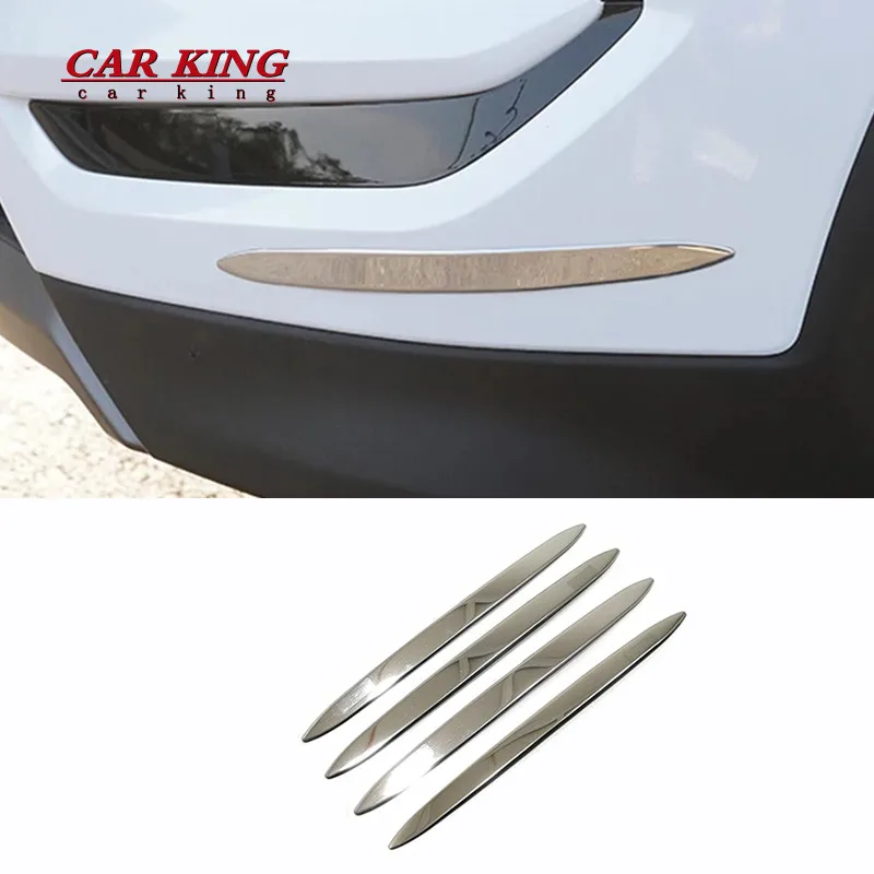 

For Hyundai Tucson 2015-2018 Stainless steel car front and rear back Bumper corner protection Cover trim frame edge board 4pcs