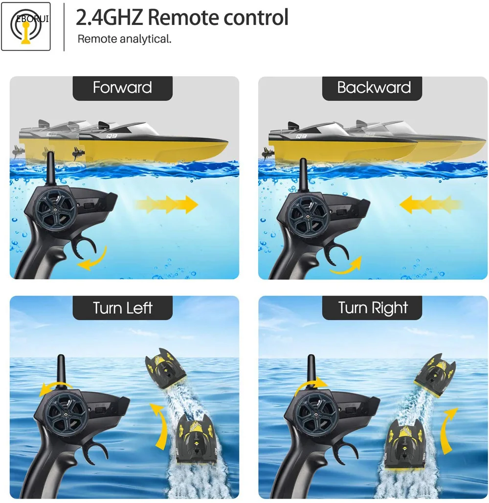 Syma-barco a Control remoto Q9 para niños, lancha rápida de 2,4 GHz, 10 km/h, doble potencia, batería baja, recordatorio, barco a Control remoto, juguete para regalo