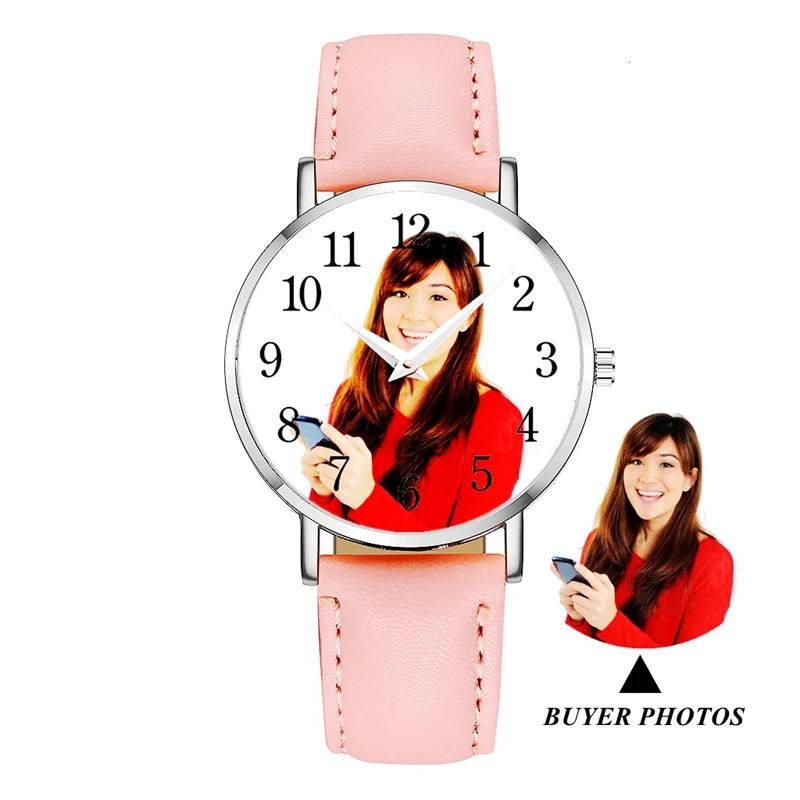 Custom Photo Watch Genuine Leather Band Quartz Wristpatches Fashion Design Enthusiast Gift