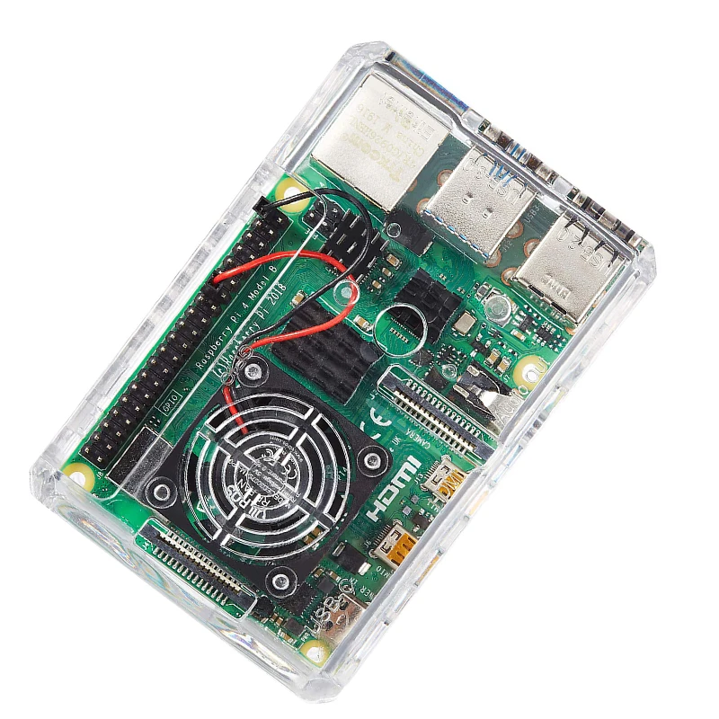 Raspberry Pi 4B-carcasa de ABS con ventilador de refrigeración, disipadores de calor de aluminio, 4 Uds.